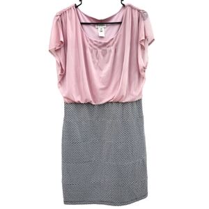 Enfocus Studio Pullover Blush black & white poka dots bottom pencil dress 14W